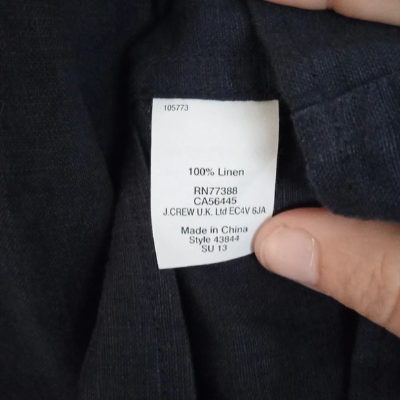 J. Crew Women's Navy Blue White Contrasting Button Detail Linen Blouse Size XS - Picture 4 of 7